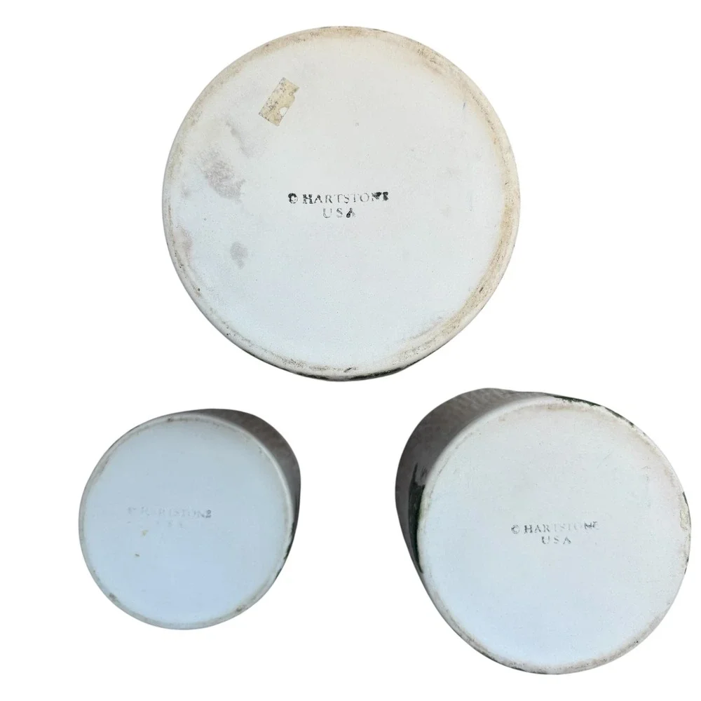Hartstone USA VINTAGE Pottery Tulip Canister Set 3 Piece Vintage Stoneware  EUC‎
